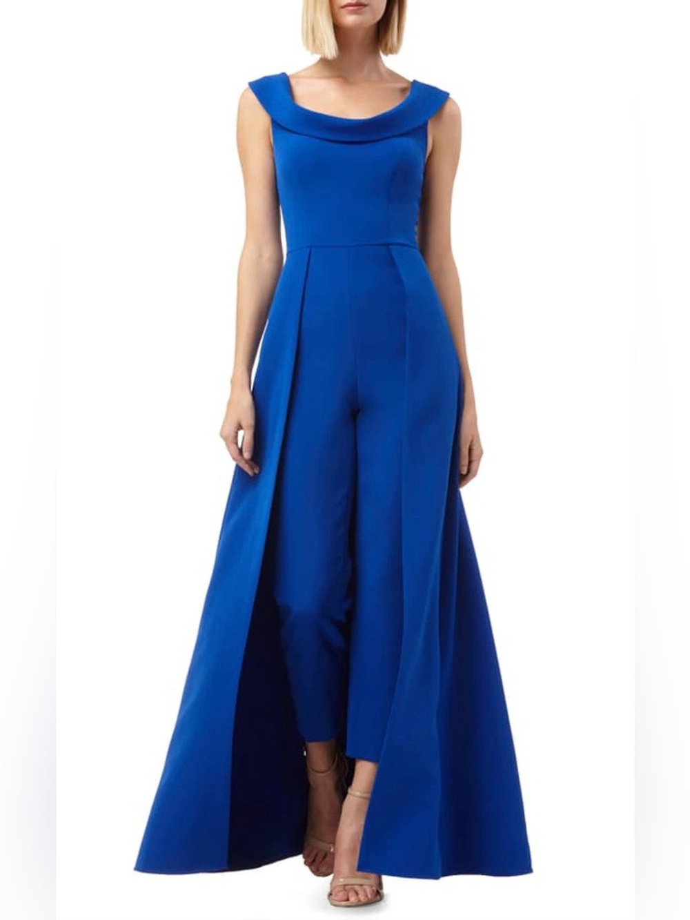 Kay Unger Royal Blue Crepe Jumpsuit Size 10